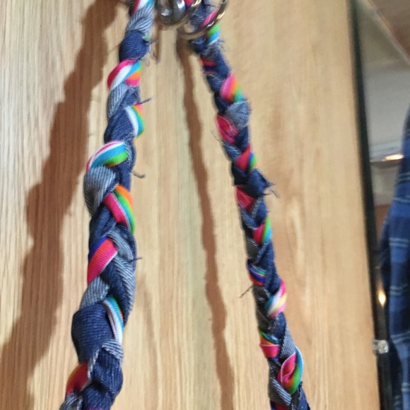 Handmade Colorful Denim & Multicolored fringe bag - Picture 8 of 10